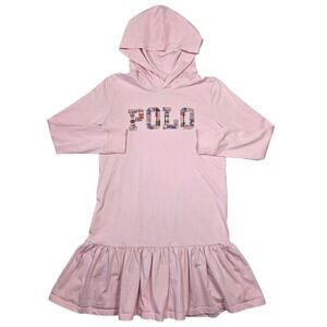 Polo Ralph Lauren Girl Pink Hoodie Dress XL 16 Long Sleeve Preppy Patchwork Cute